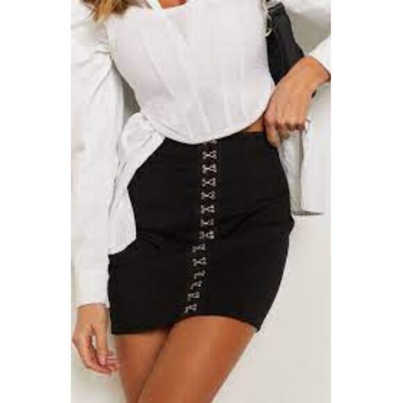 PLT size 6 high waist eyelet corset detail side zip mini skirt - Picture 7 of 7